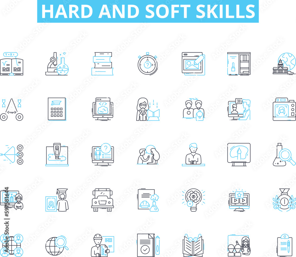 Hard and soft skills linear icons set. Adaptability, Ambition, Attention to detail, Communication, Collaboration, Creativity, Critical thinking line vector and concept signs. Dependability,Discipline Hard and soft skills linear icons set. Adaptability, Ambition, Attention to detail, Communication, Collaboration, Creativity, Critical thinking line vector and concept signs. Dependability,Discipline