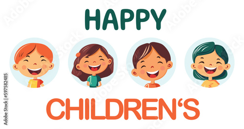 Happy International Children's Day greeting card. It is celebrated annually in honor of children, whose date of observance varies by country.