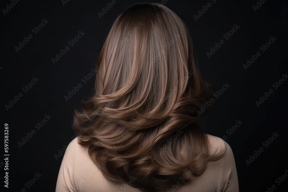 Woman from behind with layered haircut, featuring long and flowing layers or shorter choppy layers, perfect for adding texture and movement to any hairstyle - Generative AI Woman from behind with layered haircut, featuring long and flowing layers or shorter choppy layers, perfect for adding texture and movement to any hairstyle - Generative AI