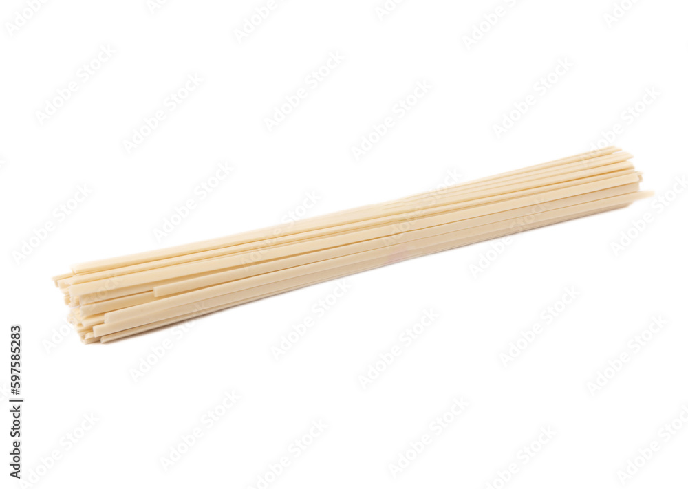 Rice noodles isolated on white background. Funchoza on a white background. Rice noodles isolated on white background. Funchoza on a white background.