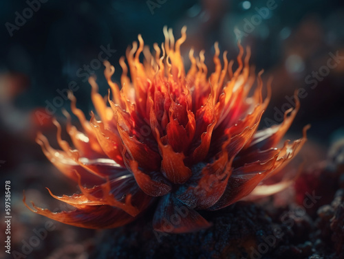Succulent plant made of fire vortexfantasy galaxy , Generative AI