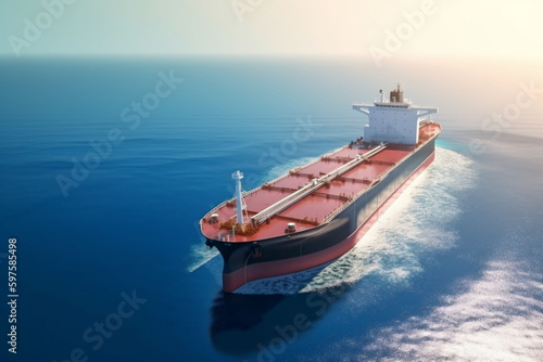 shipping view logistic vessel cargo ship top container industrial transport transportation. Generative AI.