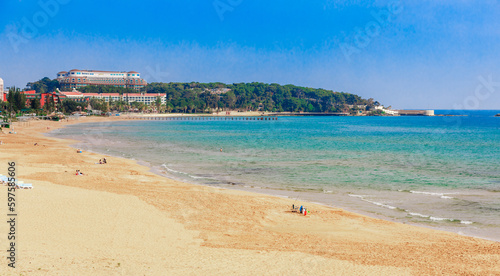 Beach near Alanya  Antalya  Turkey. Sunny summer  sand and blue sea