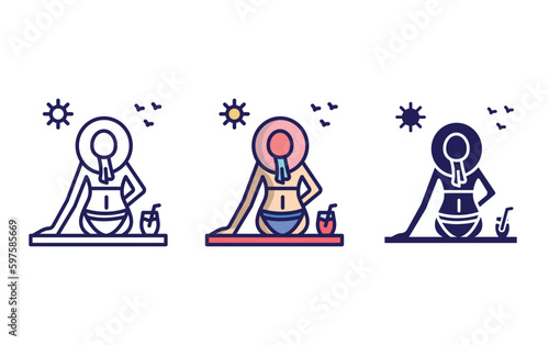 Lady sunbath  vector icon