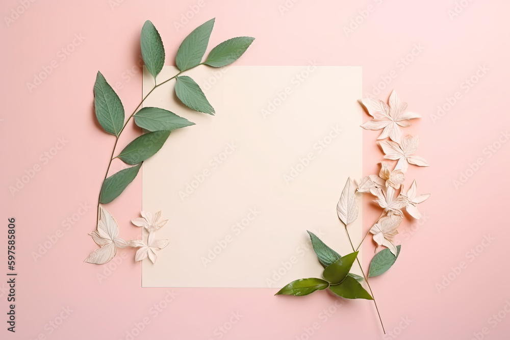 Flat lay with flowers, roses, minimalistic and serene. Perfect for illustrations or weddings. Flat lay with flowers, roses, minimalistic and serene. Perfect for illustrations or weddings.