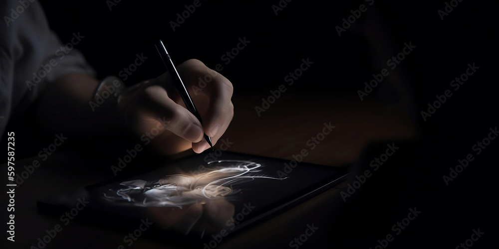 graphic designer using a tablet, design, art - obrazy, fototapety, plakaty 