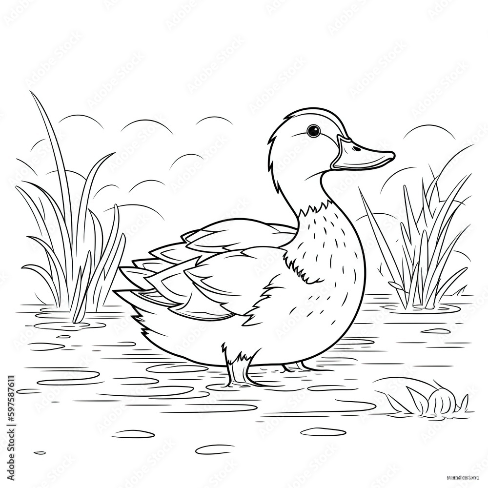 kids-coloring-page-of-a-duck-on-the-pond-that-is-blank-and-downloadable