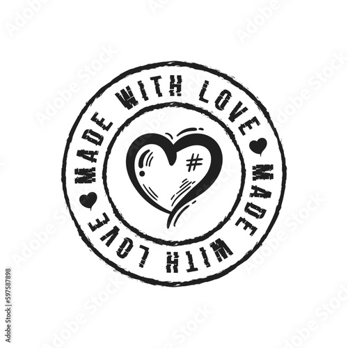 Made With Love Quality Stamp Round Label Vector Emblem Logo Icon Design