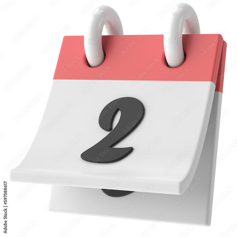 2nd. Second day of month. Calendar. 3D illustration. 2nd. Second day of month. Calendar. 3D illustration.
