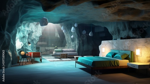 Wallpaper Mural house interior in the cane with aquarium Torontodigital.ca