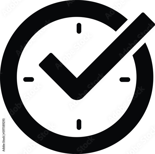 Check mark on clock, real time protection icon