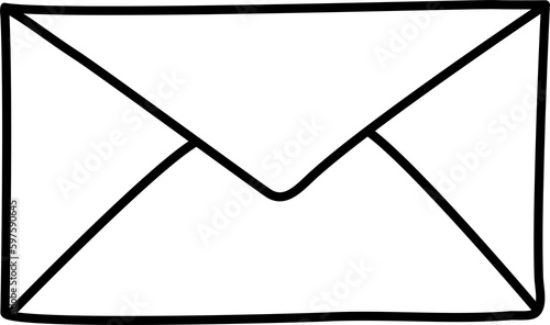 Letter Envelope Doodle style  Black outline design element Line hand drawn illustration 