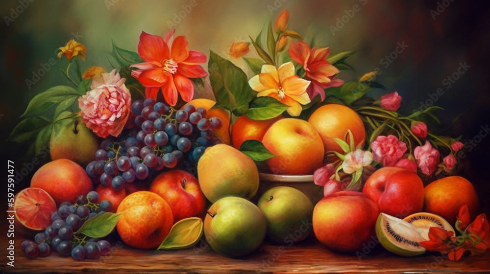 Generate a description of a beautiful realistic painting of beautiful flowers, exotic fruits, and silk in soft pastel tones, using 200 words. Please only leave nouns and adjectives Generative AI Generate a description of a beautiful realistic painting of beautiful flowers, exotic fruits, and silk in soft pastel tones, using 200 words. Please only leave nouns and adjectives Generative AI