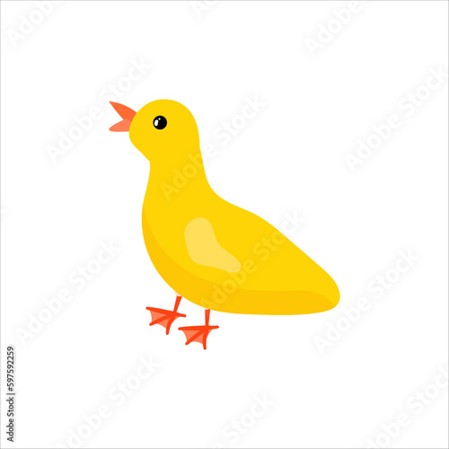 Goose of yellow color. Duck. Domestic birds. Cute animal. Livestock, animal, Farming. Farm. Vector illustration isolated on white background.