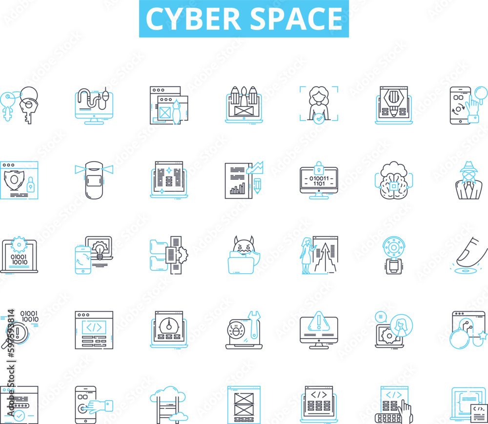 Cyber space linear icons set. Digital, Virtual, Online, Internet, Technology, Connectivity, Cybersecurity line vector and concept signs. Surveillance,Privacy,Encryption outline illustrations Cyber space linear icons set. Digital, Virtual, Online, Internet, Technology, Connectivity, Cybersecurity line vector and concept signs. Surveillance,Privacy,Encryption outline illustrations