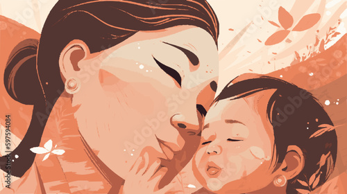 Mother Sleeping with Baby, Closeup