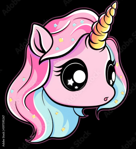 Cute cartoon unicorn head