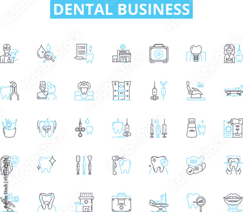 Dental business linear icons set. Braces, Teeth, Floss, Implants, Whitening, Oral, Hygiene line vector and concept signs. Cavities,Root Canal,Extraction outline illustrations