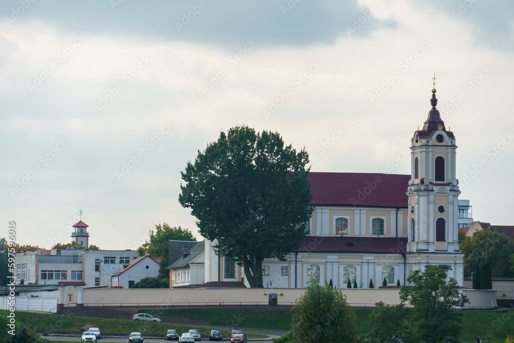 An ancient old church. Famous ancient buildings of Belarus. Historical and cultural value. The Temple of God, a place of worship for Catholic saints.