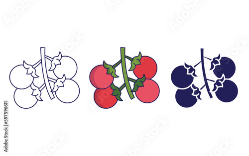 Cherry tomatos vector icon