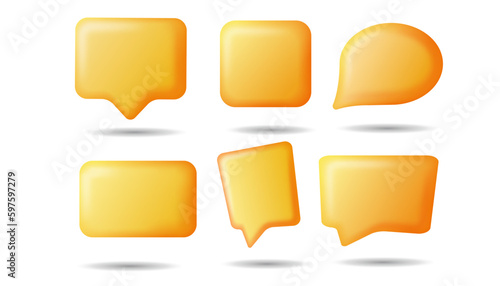 Set of 3d render speech bubble chat  elements message