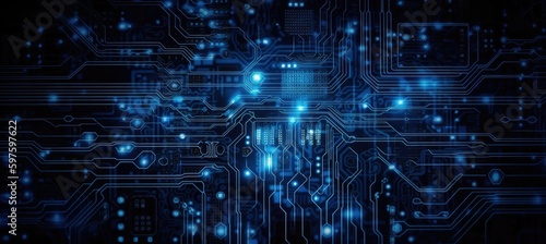 Wallpaper Mural Abstract Light Blue Circuit Board in Electronic Style UHD Image.Generative AI illustration Torontodigital.ca