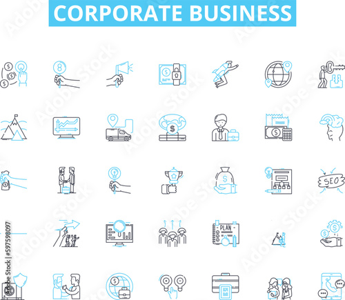 Corporate business linear icons set. Profit, Strategy, Growth, Leadership, Innovation, Investment, Development line vector and concept signs. Productivity,Efficiency,Collaboration outline