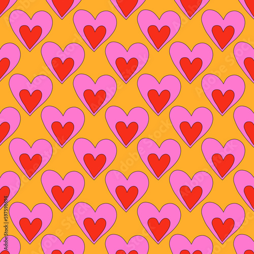  retro psychedelic patterns-hearts and valentines for February 14th.Funky and groovy heart shapes ornaments.Hippie rainbow backgrounds only good vibes.valentine's day 1970-1980