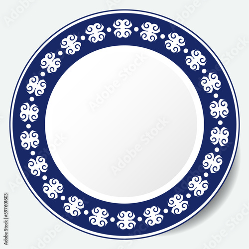 Round Frame, workpiece for your design. Ornamental elements. Вecor for plate, textile and print design. Circle frame. Vector. 