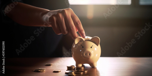 hand with a piggy bank, economy photo