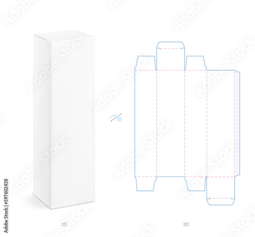 Realistic cardboard packaging box mockup with two projection. Vector illustration isolated on white background. Can be use for medicine, food, cosmetic and other. Ready for your presentation. EPS10.	