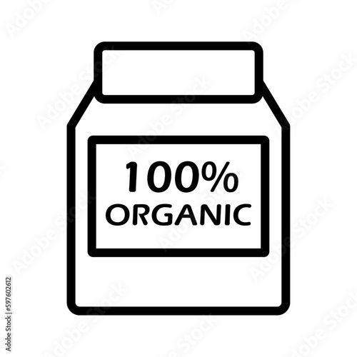 Icono de producto 100% orgánico. Alimento natural. Ilustración vectorial
