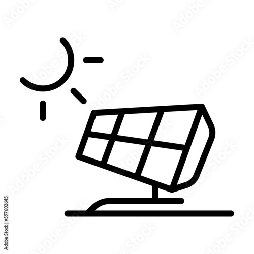 Icono de panel solar. Fuente de energía renovable, electricidad. Ilustración vectorial
