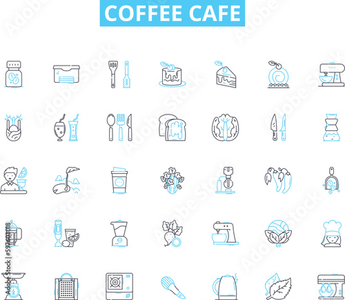 Coffee cafe linear icons set. Espresso, Latte, Cappuccino, Macchiato, Frappuccino, Americano, Mocha line vector and concept signs. Flat white,Irish coffee,Decaf outline illustrations