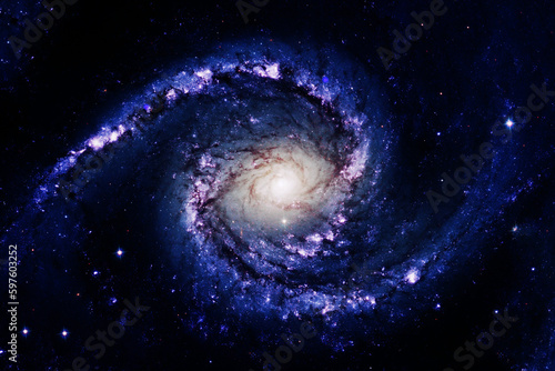 Fototapeta Naklejka Na Ścianę i Meble -  A beautiful purple galaxy in dark space. Elements of this image furnished NASA.