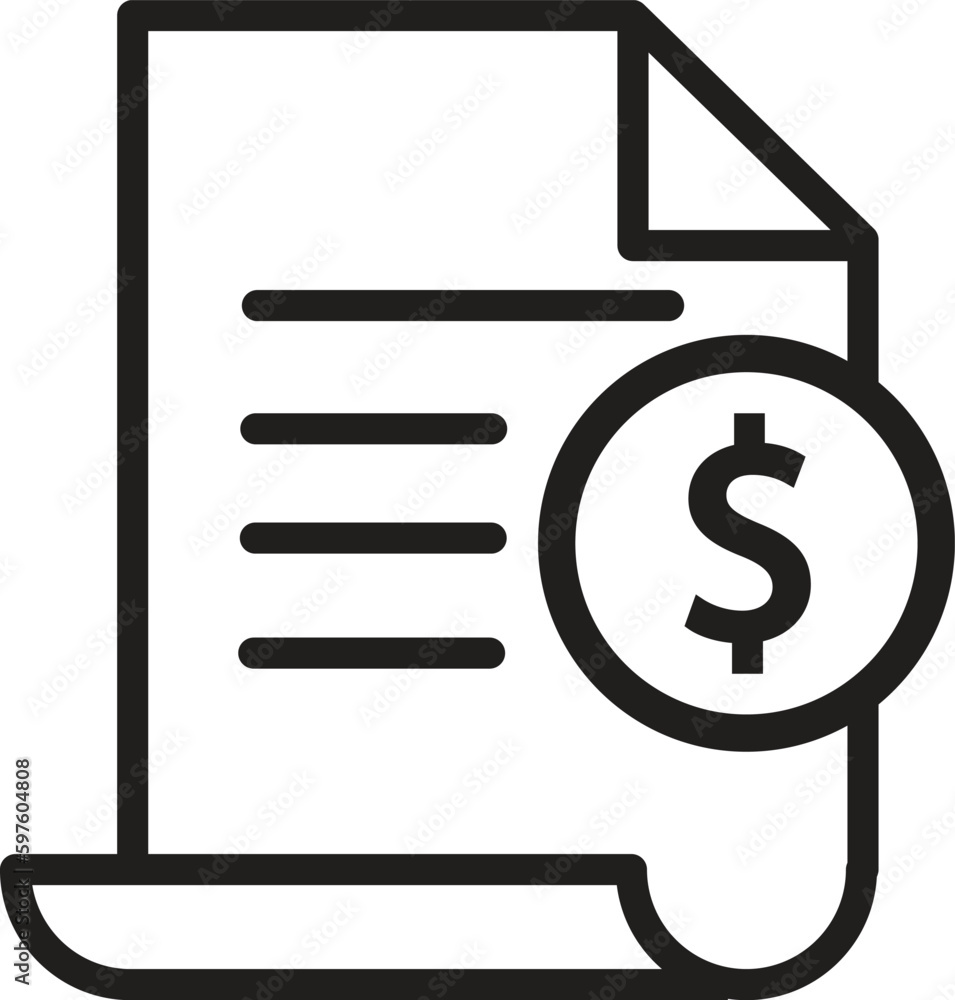 invoice outline icon, business and finance icon invoice outline icon, business and finance icon