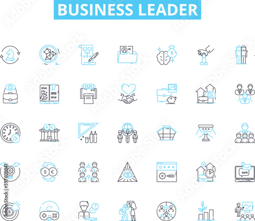 business Leader linear icons set. Visionary, Innovative, Strategic, Dynamic, Charismatic, Bold, Inspirational line vector and concept signs. Decisive,Result-oriented,Visionary outline illustrations