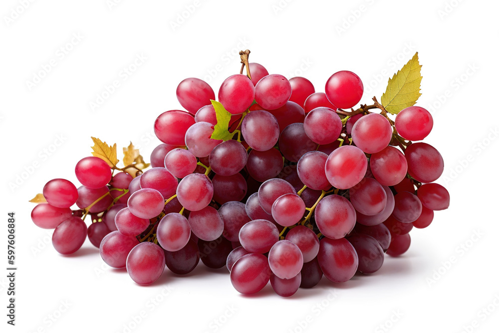 Fototapeta premium Red grapes dry bunch isolated on white background, generative ai.