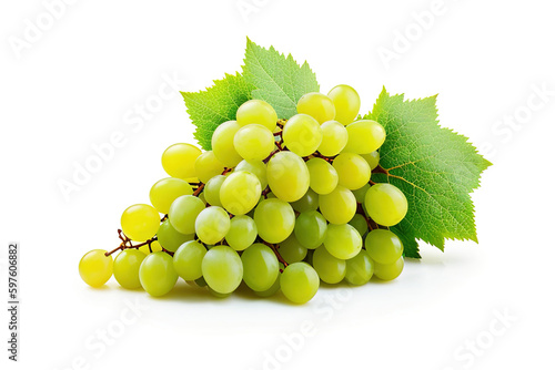 Whiite grapes dry bunch isolated on white background, generative ai.