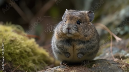Cute mammal with a busy tail and round chubby cheek