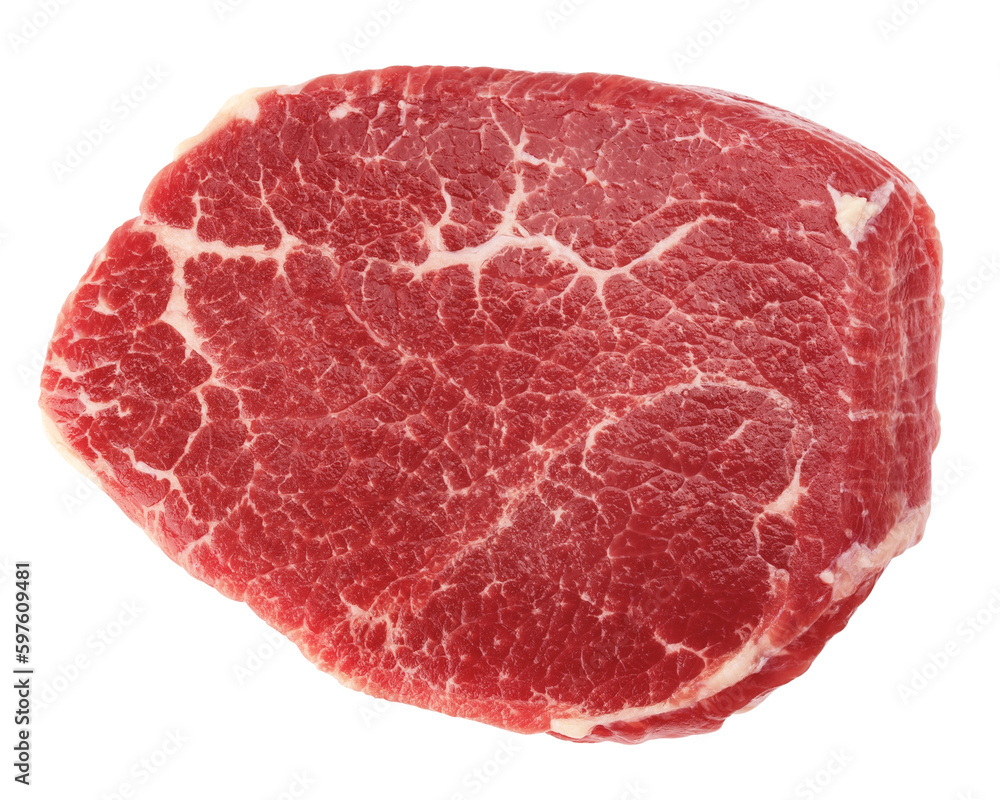 beef steak, raw meat, isolated on white background, full depth of field