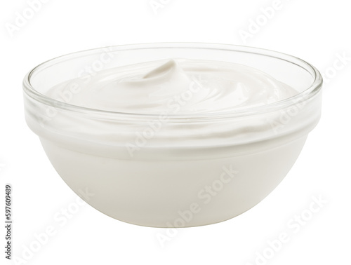 Foto sour cream, mayonnaise, yogurt, isolated on white background, full depth of fiel