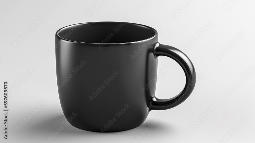 Black Mugs. cup Mockup isolated on white background, Generative Ai. Black Mugs. cup Mockup isolated on white background, Generative Ai.