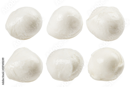 Mozzarella cheese isolated on white background, full depth of field photo