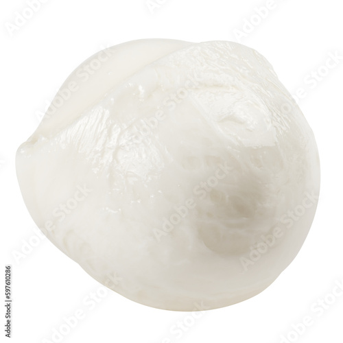 Mozzarella cheese isolated on white background, full depth of field