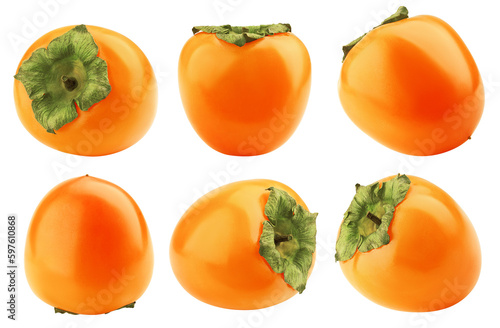 persimmon isolated on white background, full depth of field photo