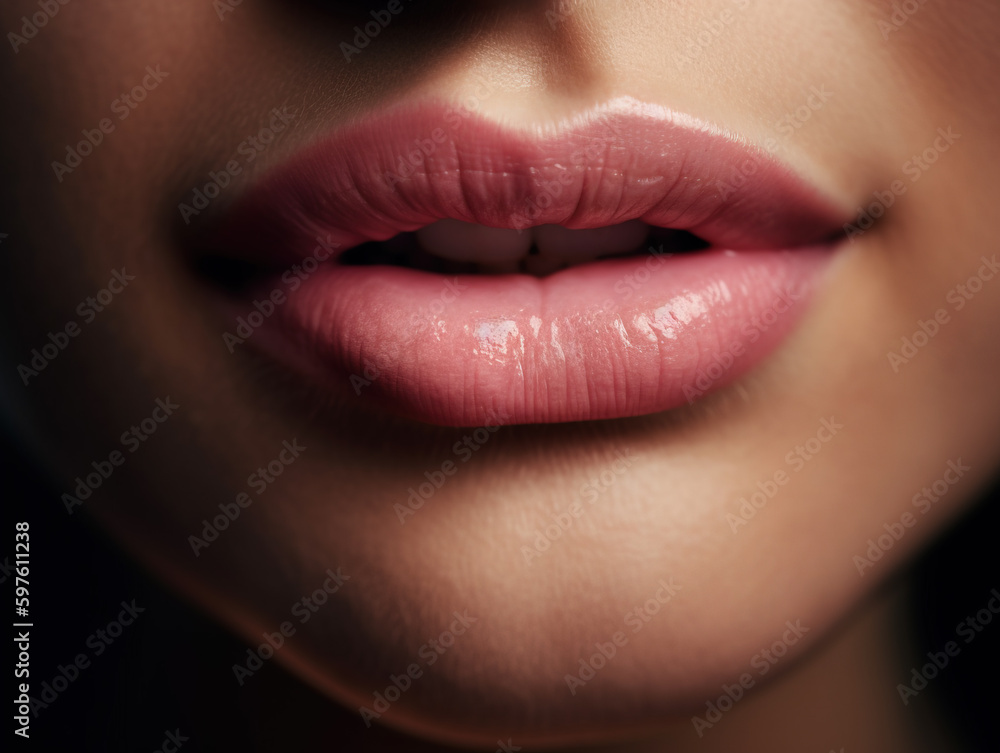 Fototapeta premium Sexy Lips. Beauty Red Lips Makeup Detail. Beautiful Make-up Closeup. Sensual Open Mouth. lipstick or Lipgloss 