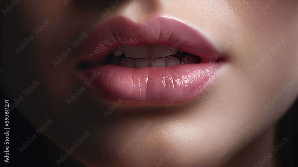 Obraz premium Sexy Lips. Beauty Red Lips Makeup Detail. Beautiful Make-up Closeup. Sensual Open Mouth. lipstick or Lipgloss 