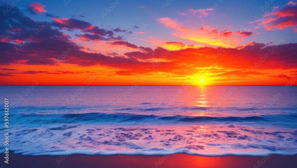 A Captivating Sunset Over the Ocean Generative AI