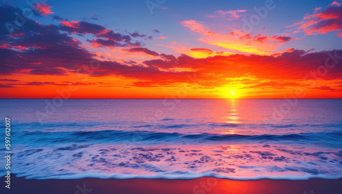 A Captivating Sunset Over the Ocean Generative AI © Canavento